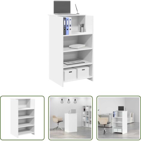 vidaXL Scrivania da ufficio -  Scrivania per Reception Bianca 55x50x103,5 cm in Legno Massello