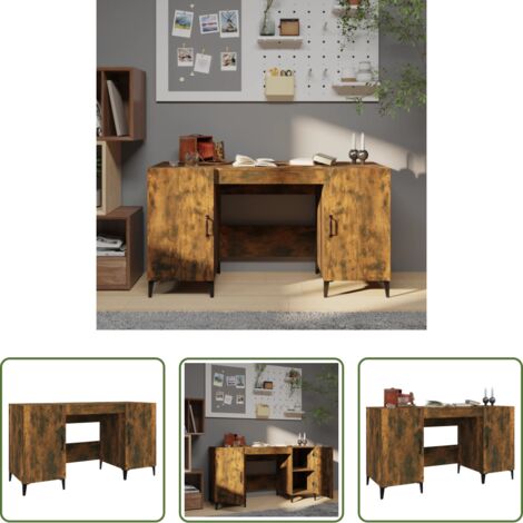 vidaXL Scrivania da ufficio -  Scrivania Rovere Fumo 140x50x75 cm in Legno Multistrato
