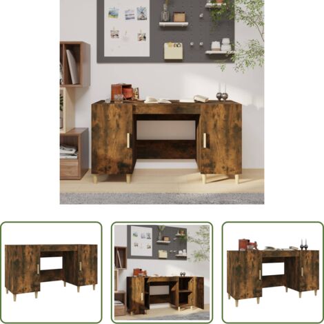 vidaXL Scrivania da ufficio -  Scrivania Rovere Fumo 140x50x75 cm in Legno Multistrato