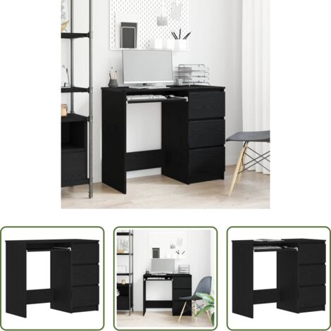 vidaXL Scrivania da ufficio -  Scrivania Rovere Nera 90x45x76 cm in Legno Multistrato