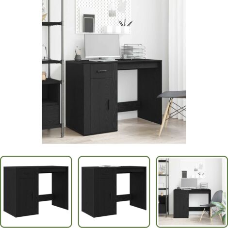 vidaXL Scrivania da ufficio -  Scrivania Rovere Nero 100 x 49 x 74 cm Legno multistrato