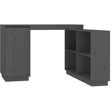 vidaXL Scrivania Grigia 110x50x75 cm in Legno Massello di Pino