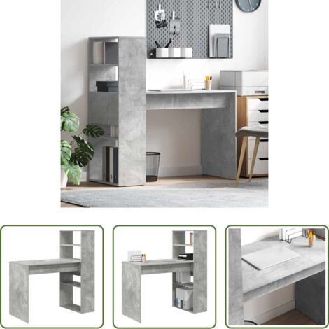 vidaXL Scrivania grigio cemento -  Scrivania Grigio cemento 113 x 54 x 120 cm Legno multistrato