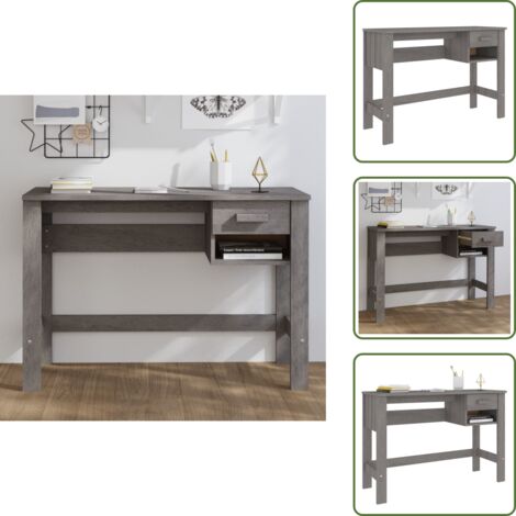 - vidaXL Scrivania HAMAR Grigio Chiaro 110x40x75 cm in Legno di Pino -