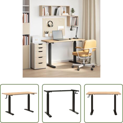 vidaXL Scrivania in acciaio -  Scrivania Nero e naturale 120 x 60 cm Legno di Quercia Massello