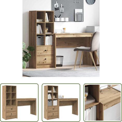 vidaXL Scrivania in legno ingegnerizzato -  Scrivania con cassetto 2 pcs Rovere artigianale