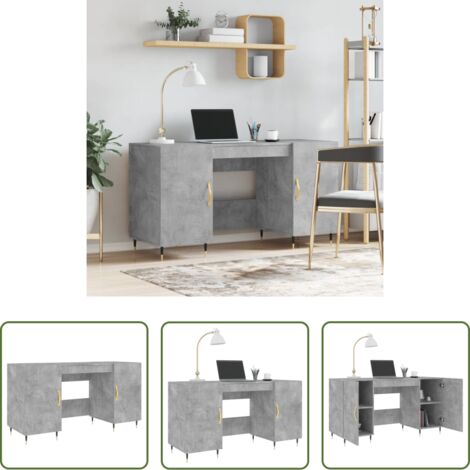 vidaXL Scrivania in legno multistrato -  Scrivania Grigio Cemento 140x50x75 cm in Legno Multistrato