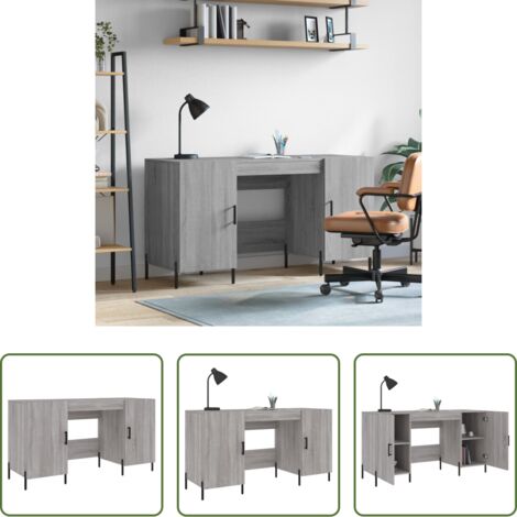 vidaXL Scrivania in legno multistrato -  Scrivania Grigio Sonoma 140x50x75 cm in Legno Multistrato