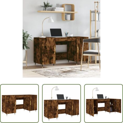 vidaXL Scrivania in legno multistrato -  Scrivania Rovere Fumo 140x50x75 cm in Legno Multistrato
