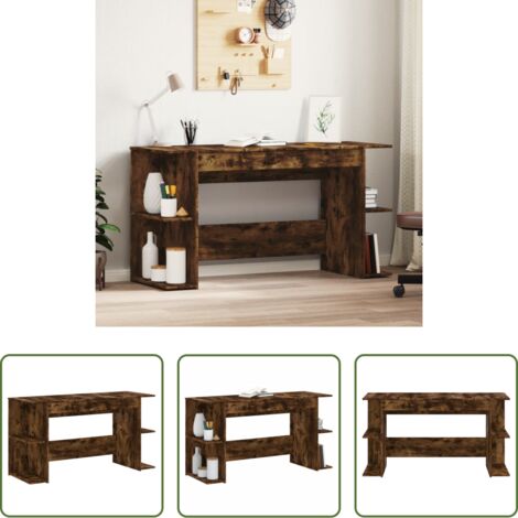 vidaXL Scrivania in legno multistrato -  Scrivania Rovere Fumo 140x50x75 cm in Legno Multistrato