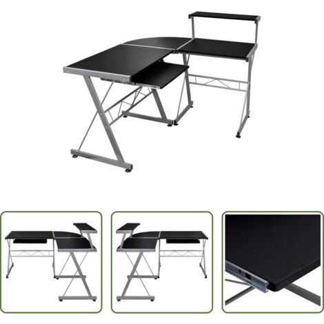 vidaXL Scrivania in legno -  Scrivania Computer Angolare Nera 132x112x99cm Legno Multistrato