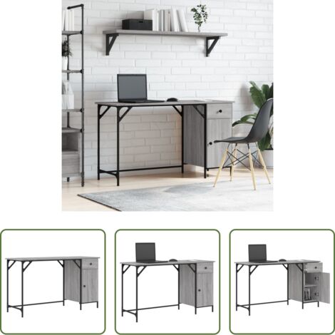 vidaXL Scrivania in legno -  Scrivania Computer Grigio Sonoma 131x48x75 cm Legno Multistrato