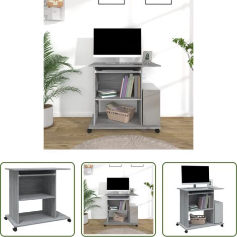 vidaXL Scrivania in legno -  Scrivania Computer Grigio Sonoma 80x50x75 cm Legno Multistrato
