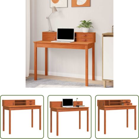 vidaXL Scrivania in legno -  Scrivania con cassetto Marrone cerato 110 x 50 x 93 cm