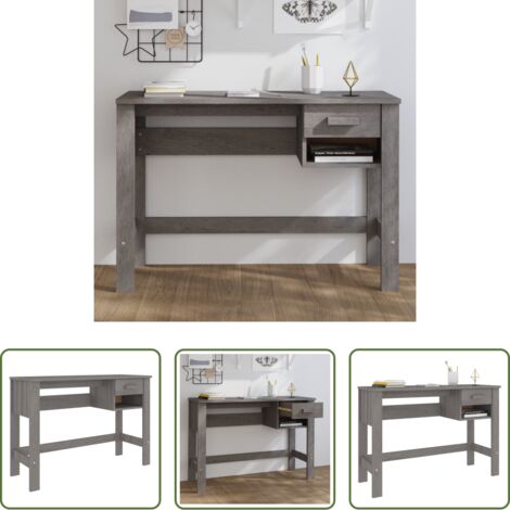vidaXL Scrivania in pino -  Scrivania HAMAR Grigio Chiaro 110x40x75 cm in Legno di Pino