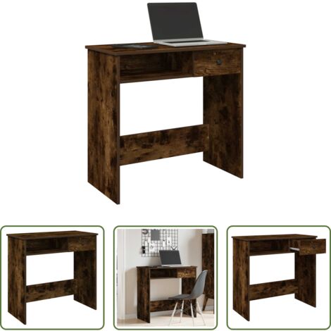 vidaXL Scrivania in truciolato -  Scrivania Rovere Fumo 80x40x75 cm in Legno Multistrato