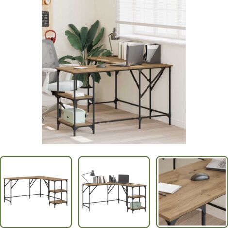 vidaXL Scrivania industriale -  Scrivania Rovere artigianale 139 x 139 x 75 cm
