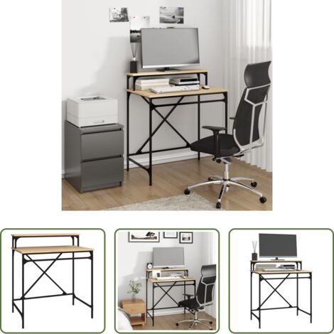 vidaXL Scrivania industriale - Scrivania Rovere Sonoma 80x50x90 cm Legno Multistrato e Ferro