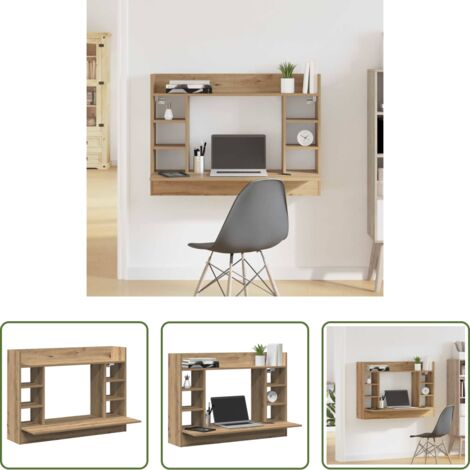 vidaXL Scrivania moderna - Scrivania a parete rovere artigianale 105 x 48 x 75 cm