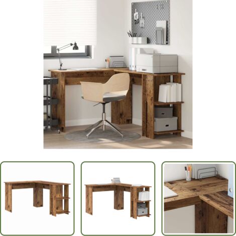 vidaXL Scrivania moderna -  Scrivania ad angolo Legno vecchio 140 x 113,5 x 75 cm