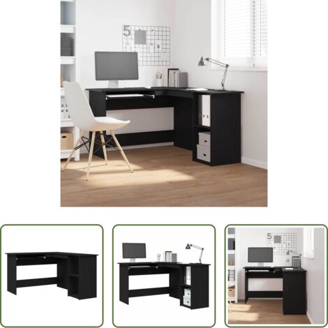 vidaXL Scrivania moderna -  Scrivania ad angolo Rovere Nero 120 x 140 x 75 cm