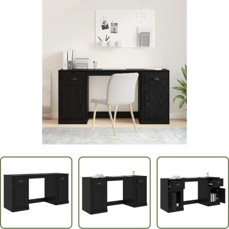 vidaXL Scrivania moderna -  Scrivania con armadietto Rovere Nero 154,5 x 50 x 75 cm