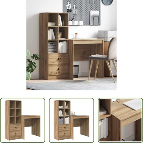 vidaXL Scrivania moderna -  Scrivania con cassetto 2 pcs Rovere artigianale
