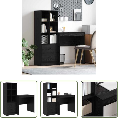 vidaXL Scrivania moderna -  Scrivania con cassetto 2 pcs Rovere Nero