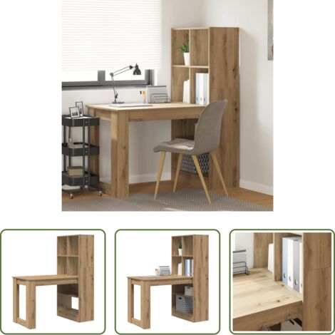 vidaXL Scrivania moderna -  Scrivania con lo scaffale Rovere artigianale 122 x 67 x 145 cm