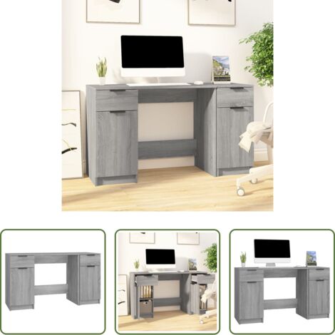 vidaXL Scrivania moderna -  Scrivania con Mobile Laterale Grigio Sonoma Legno Multistrato