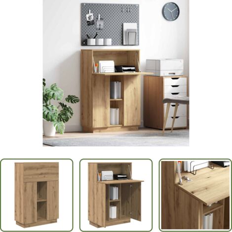 vidaXL Scrivania moderna -  Scrivania con porta Rovere artigianale 71,5 x 31,5 x 106,5 cm