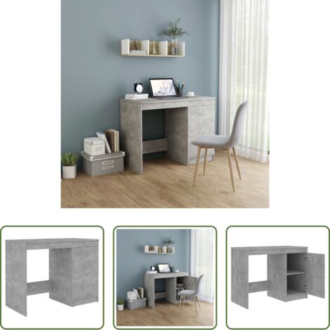 vidaXL Scrivania moderna -  Scrivania Grigio Cemento 100x50x76 cm in Legno Multistrato