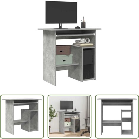 vidaXL Scrivania moderna -  Scrivania Grigio Cemento 80x45x74 cm in Legno Multistrato