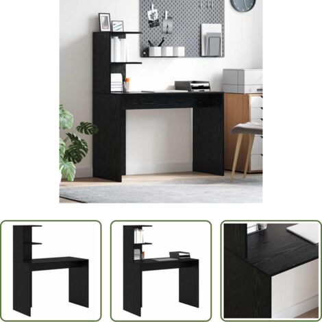 vidaXL Scrivania moderna -  Scrivania Rovere Nero 102 x 50 x 124 cm Legno multistrato