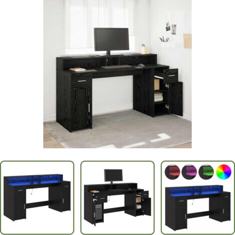vidaXL Scrivania moderna -  Scrivania Rovere nero 160 x 55 x 91 cm Legno multistrato