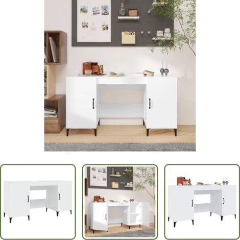 vidaXL Scrivania multifunzionale - Scrivania Bianco Lucido 140x50x75 cm in Legno Multistrato
