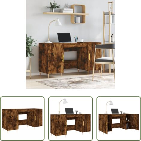 vidaXL Scrivania multifunzione -  Scrivania Rovere Fumo 140x50x75 cm in Legno Multistrato