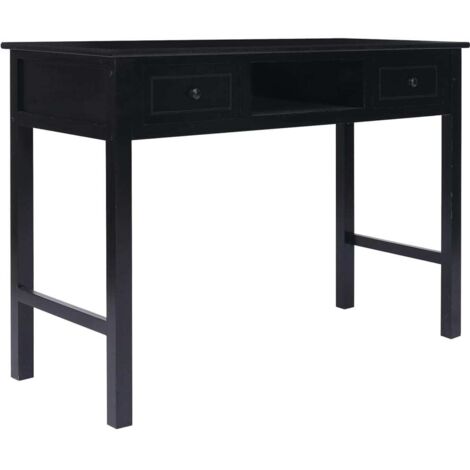 vidaXL Scrivania Nera 108x45x76 cm in Legno Massello di Paulownia