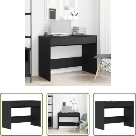 vidaXL Scrivania per casa -  Scrivania Rovere Nero 101x50x76,5 cm in Legno Multistrato