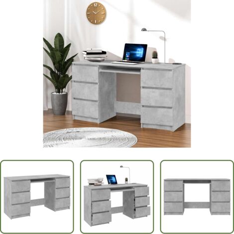 vidaXL Scrivania per computer -  Scrivania Grigio Cemento 140x50x77 cm in Legno Multistrato