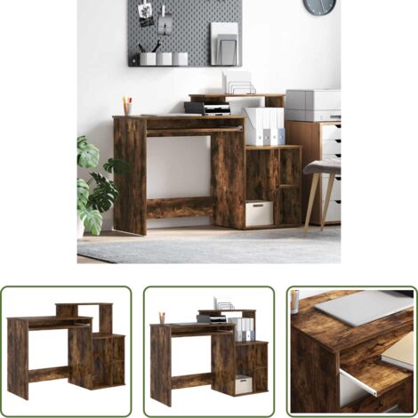 vidaXL Scrivania per home office -  Scrivania Rovere fumé 120,5 x 44 x 88,5 cm Legno multistrato