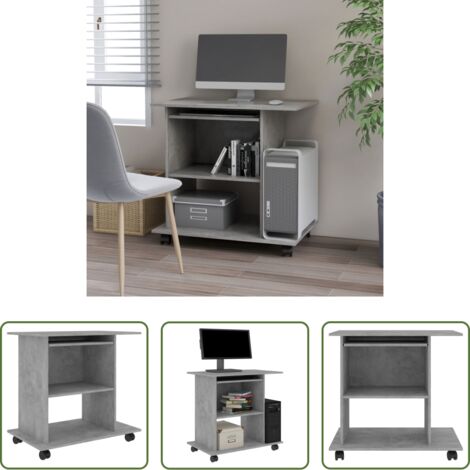 vidaXL Scrivania per laptop -  Scrivania Computer Grigio Cemento 80x50x75 cm Legno Multistrato