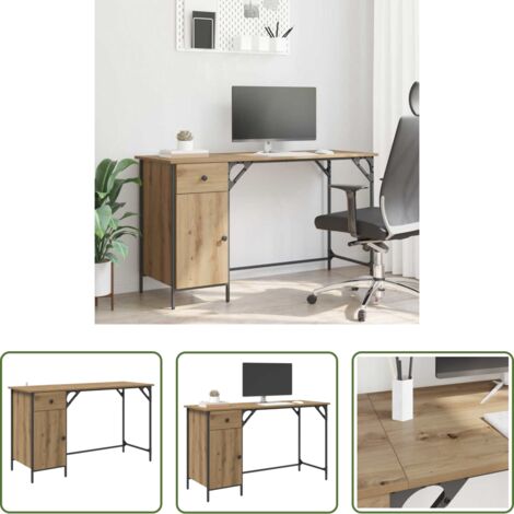 vidaXL Scrivania per studio -  Scrivania per computer Rovere artigianale 131 x 48 x 75 cm