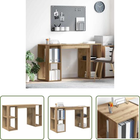 vidaXL Scrivania per ufficio domestico -  Scrivania con lo scaffale Rovere artigianale 130 x 50.5 x 75 cm