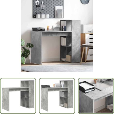 vidaXL Scrivania per ufficio domestico -  Scrivania Grigio cemento 108 x 55 x 103.5 cm Legno multistrato