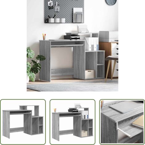 vidaXL Scrivania per ufficio domestico - Scrivania Grigio Sonoma 120,5 x 44 x 88,5 cm Legno multistrato