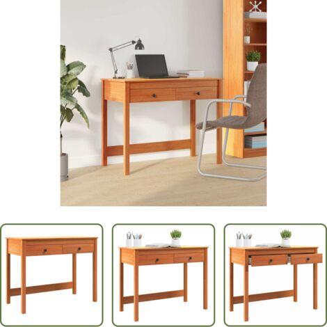 vidaXL Scrivania per ufficio in casa -  Scrivania Max Marrone 100 x 50 x 78 cm Pino massello