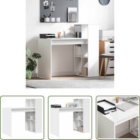 vidaXL Scrivania per ufficio -  Scrivania Bianco 108 x 55 x 103.5 cm Legno multistrato