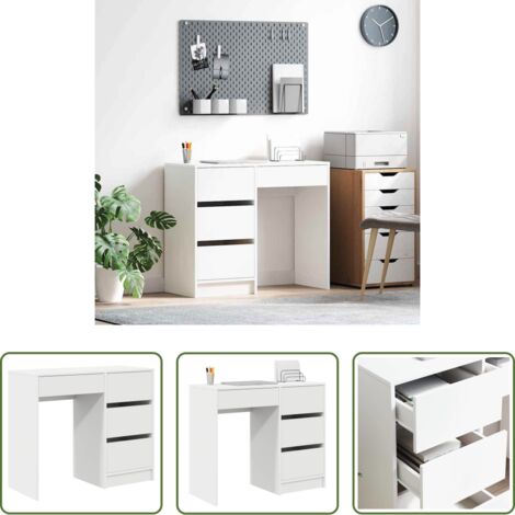 vidaXL Scrivania per ufficio -  Scrivania Bianco 90 x 37.5 x 75 cm Legno multistrato