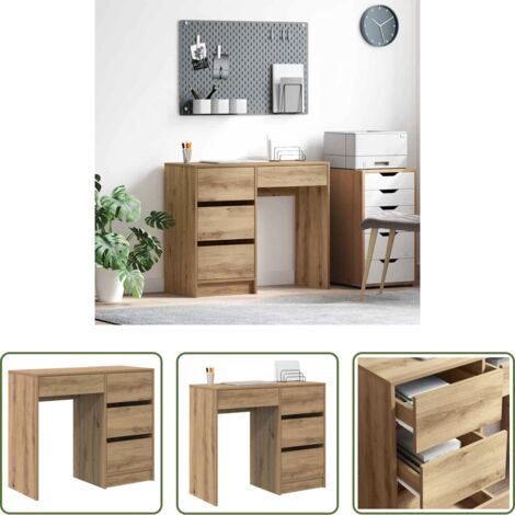 vidaXL Scrivania per ufficio -  Scrivania con cassetto Rovere artigianale 90 x 37.5 x 75 cm